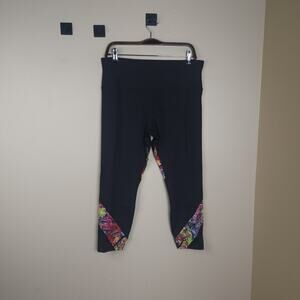 Soulgani Active Womens High Waist Twin Soul Cropped Leggings in Black Size LP